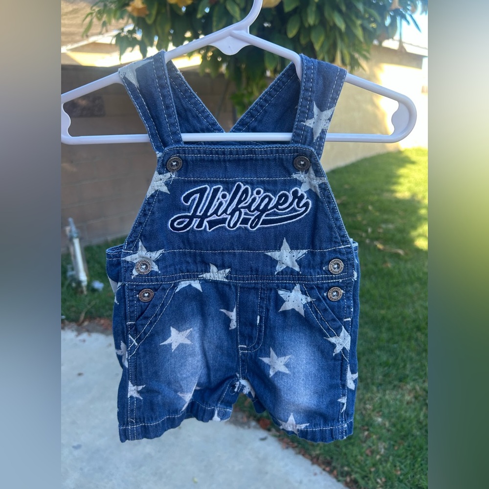 Tommy Hilfiger Blue Star Denim Short Overalls - Kids